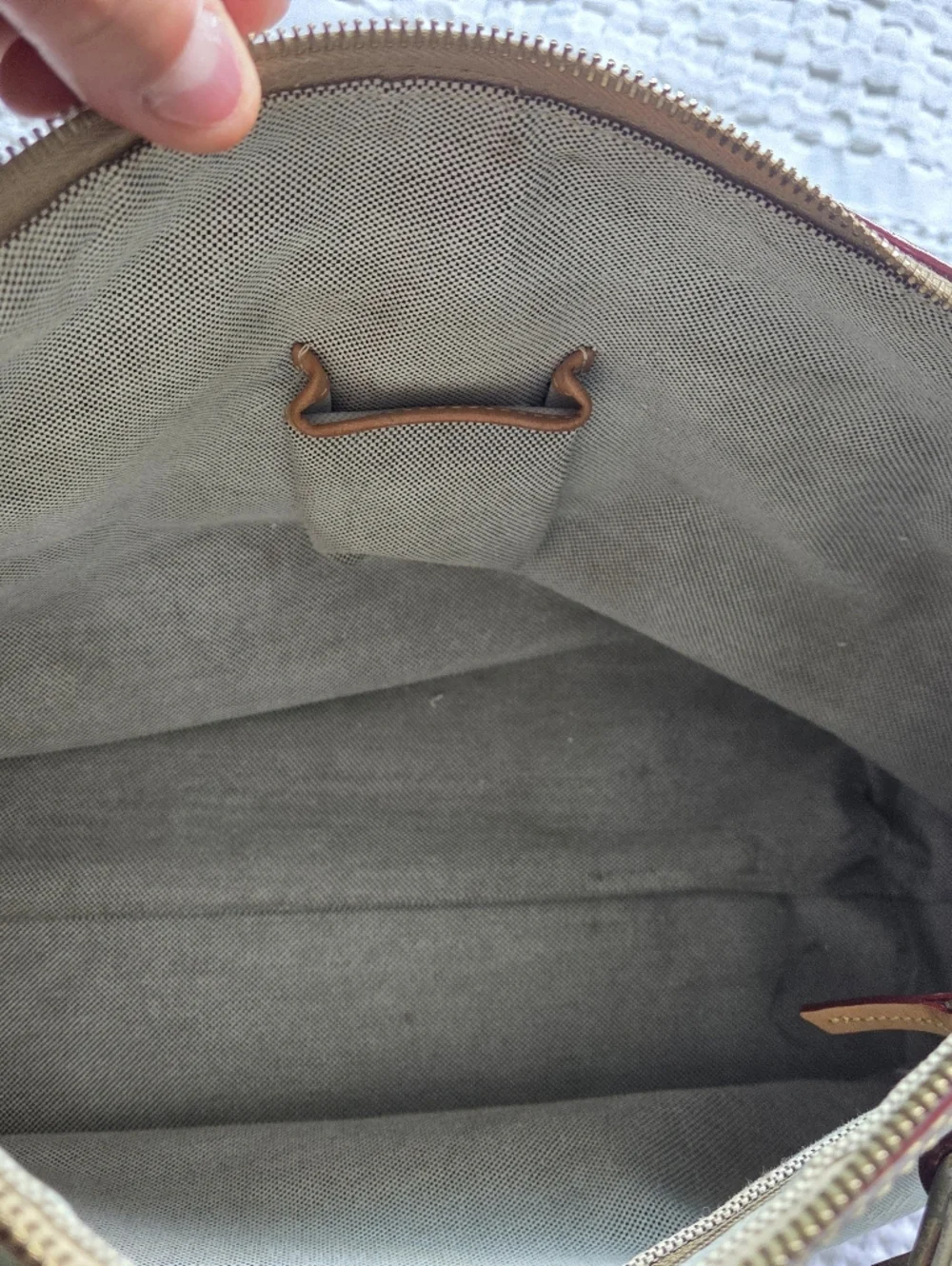 Dooney & Bourke Light Green Satchel with Tan Trim and Gold Hardware